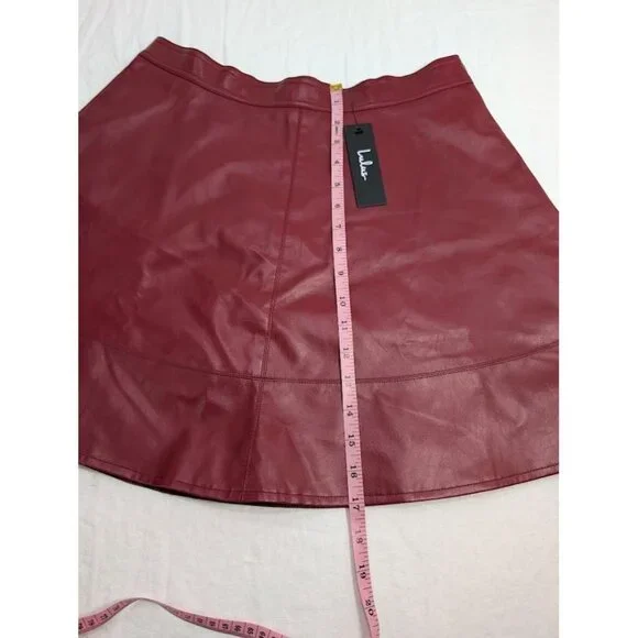 Lulus red pleather flare mini skirt women's sz large new with tags 30" waist B3 - Picture 9 of 9